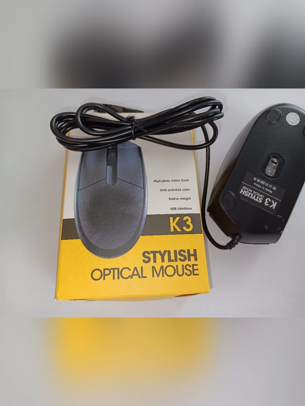 K3 Wired USB Computer Mouse - Black